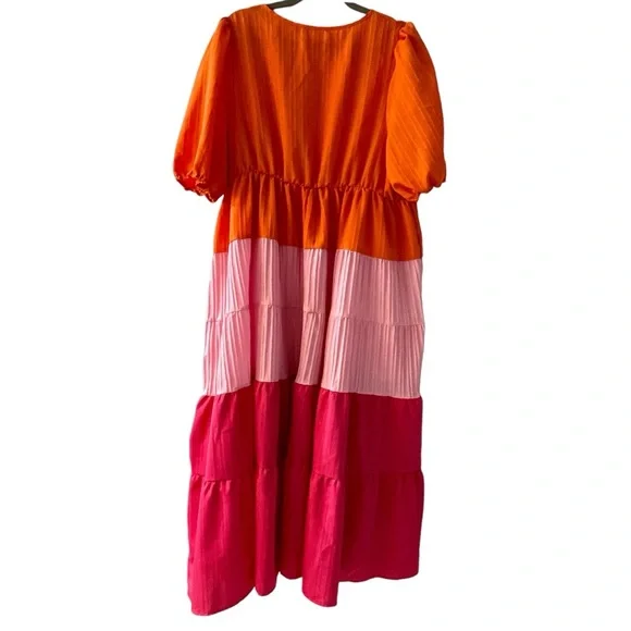 ❤️ SHEIN Curve Color Block Maxi Ruffle Dress - Picture 5 of 7